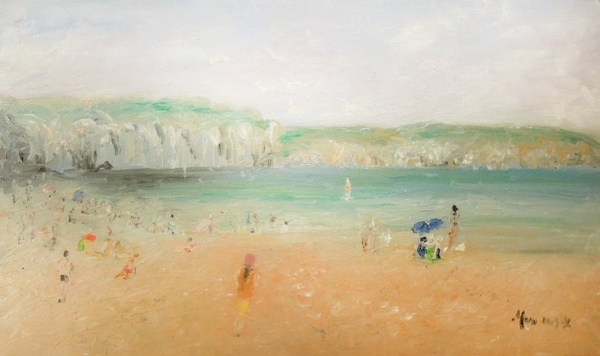 La plage à marée basse à Dieppe